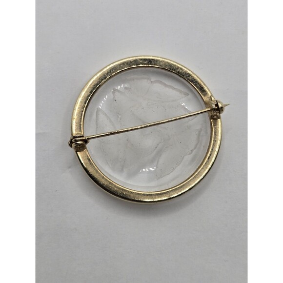 Vintage Reverse Carved Crystal Butterfly Brooch - Picture 5 of 11